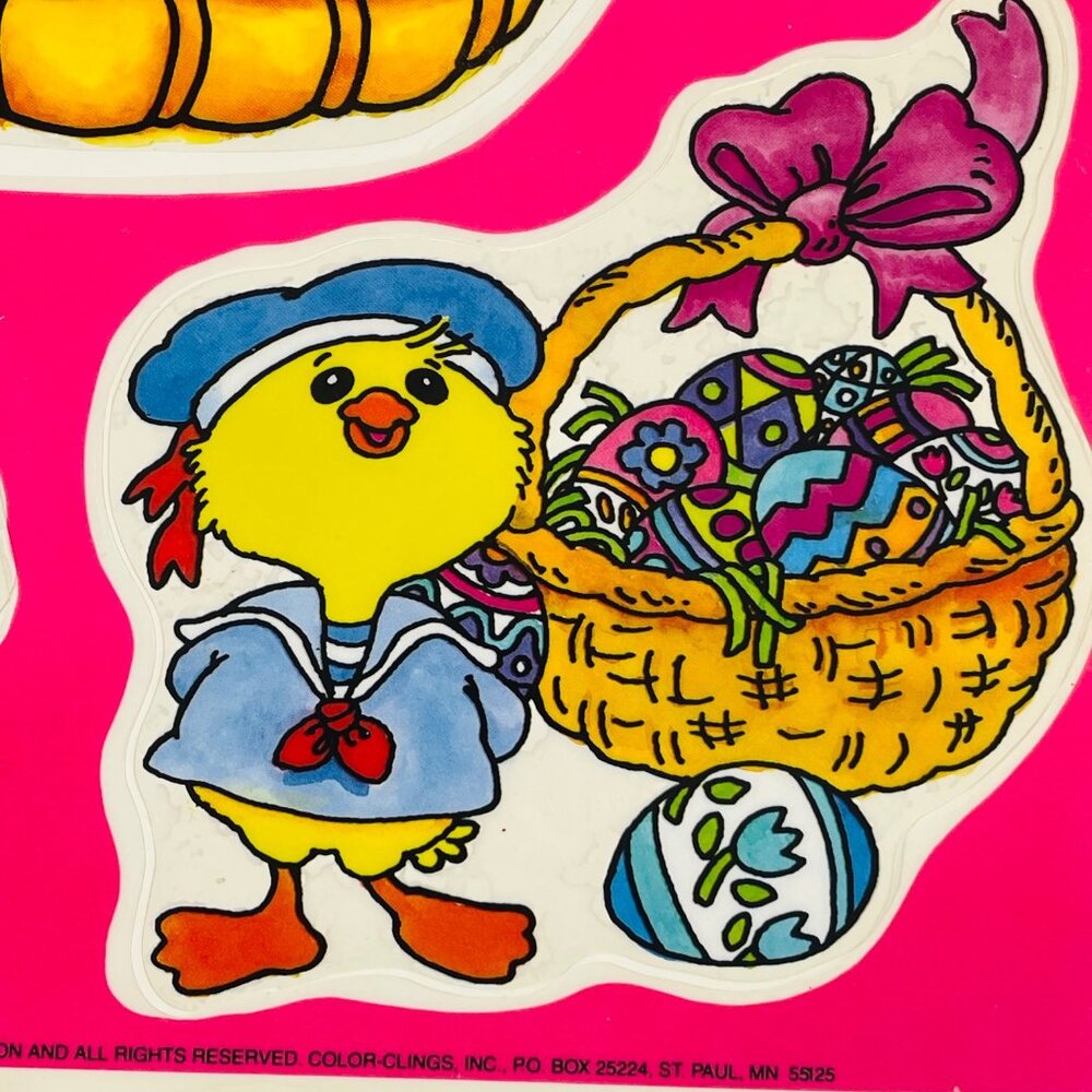 Vintage Easter Reusable Clings Featuring Bunnies & Chicks Color Clings Window - Picture 3 of 9